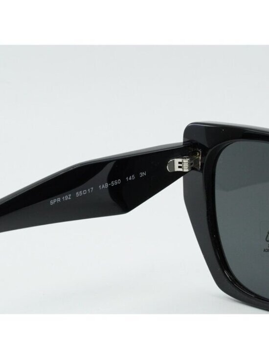 Prada PR19ZS 1AB5S0 Sunglasses Black Square Frame, Dark Grey Lenses main image 6
